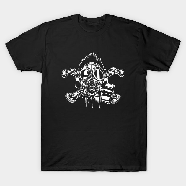 Cross Bones Gas Mask T-Shirt by Rebus28